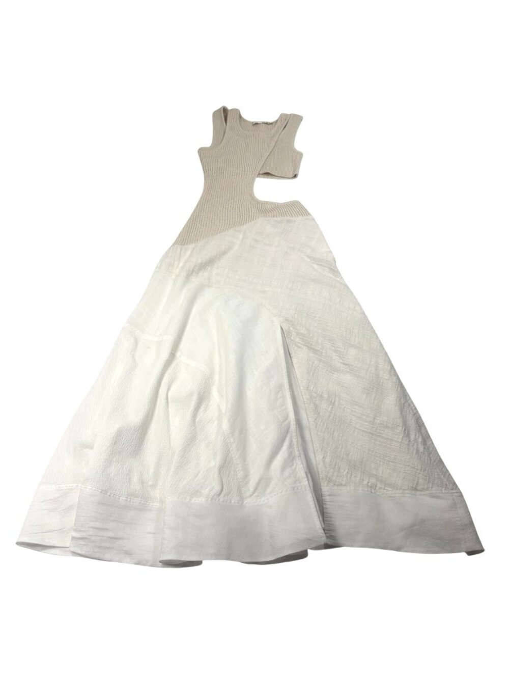 Jonathan Simkhai Patchwork Cut-Out Ribbed Dress in White